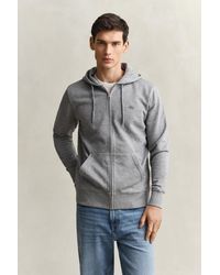 GANT - Shield Zip Hoodie Melange - Lyst