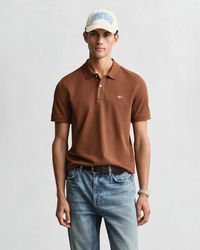 GANT - Regular Fit Shield Piqué Polo Shirt Mahogany - Lyst
