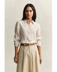 GANT - Regular Fit Striped Linen Shirt - Lyst