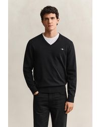 GANT - Cotton V-Neck Sweater - Lyst