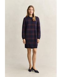 GANT - Knitted Check Dress Evening - Lyst
