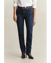GANT - Straight Leg Stretch Jeans Dark Worn In - Lyst