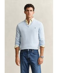 GANT - Classic Cotton V-Neck Sweater - Lyst