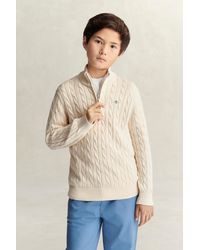 GANT - Teens Teen Boys Shield Cable Knit Half-Zip Sweater - Lyst