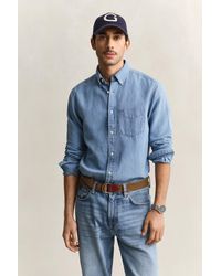 GANT - Cotton Linen Shirt Semi - Lyst