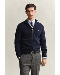 GANT - Casual Cotton Zip Cardigan - Lyst