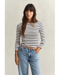GANT - Breton Striped Long Sleeve T-Shirt Eggshell - Lyst
