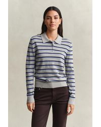 GANT - Fine Knitted Striped Sweater Melange - Lyst