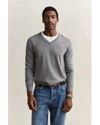 GANT - Classic Cotton V-Neck Sweater - Lyst