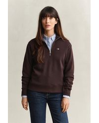GANT - Shield Half Zip Sweatshirt Deep - Lyst