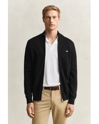 GANT - Casual Cotton Zip Cardigan - Lyst