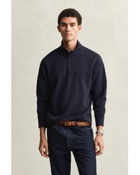 GANT - Sacker Rib Half-Zip Sweatshirt Evening - Lyst