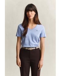 GANT - Shield V-Neck T-Shirt - Lyst