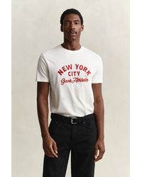 GANT - Graphic T-Shirt Cream - Lyst