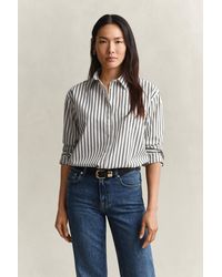 GANT - Relaxed Fit Striped Classic Poplin Shirt - Lyst