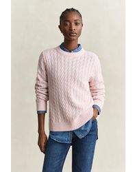 GANT - Cashmere Cable Knit Sweater - Lyst