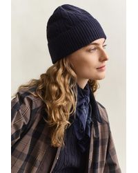 GANT - Cable Knit Wool Beanie - Lyst