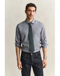 GANT - Striped Flannel Mélange Shirt Dark Melange - Lyst