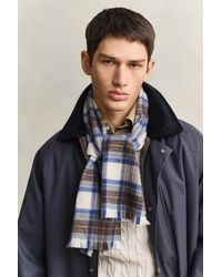 GANT - Checked Wool Scarf Cream - Lyst
