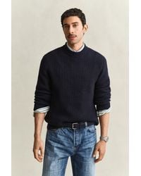 GANT - Textured Cotton Wool Mock Neck Sweater Evening - Lyst