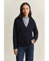 GANT - Superfine Lambswool Cardigan Evening - Lyst