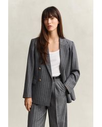 GANT - Pinstripe Club Blazer Charcoal Melange - Lyst