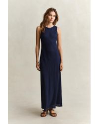 GANT - Bias Cut Linen Midi Dress Evening - Lyst