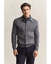 GANT - Milano Knit Cardigan Charcoal Melange - Lyst