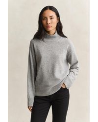 GANT - Superfine Lambswool Mock Neck Sweater Melange - Lyst