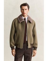 GANT - Wool Shearling Aviator Jacket - Lyst