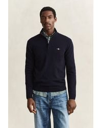GANT - Lambswool Half-Zip Sweater Marine - Lyst