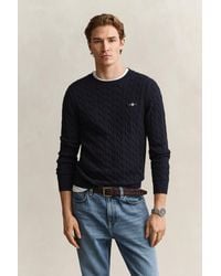 GANT - Cotton Cable Knit Crew Neck Jumper Size: M - Lyst