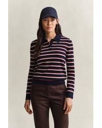 GANT - Fine Knitted Striped Sweater Evening - Lyst