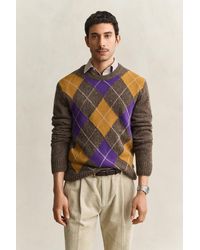 GANT - Argyle Nepps Crew Neck Sweater Melange - Lyst