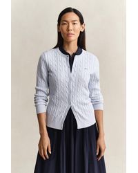 GANT - Stretch Cotton Cable Knit Cardigan - Lyst