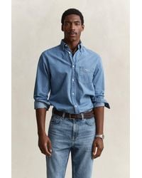 GANT - Regular Fit Indigo Shirt - Lyst