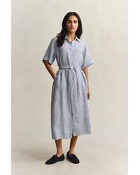 GANT - Striped Linen Shirt Dress Evening - Lyst