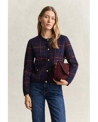 GANT - Knitted Check Cardigan Evening - Lyst