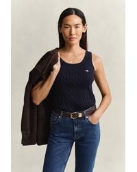 GANT - Cable Knit Tank Top Evening - Lyst