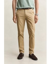 GANT - Slim Fit Smart Chinos Dark - Lyst