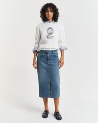 GANT - Denim Midi Skirt - Lyst
