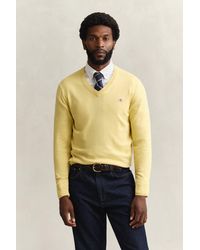 GANT - Classic Cotton V-Neck Sweater - Lyst