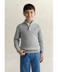 GANT - Teens Teen Boys Shield Cable Knit Half-Zip Sweater Melange - Lyst