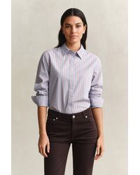 GANT - Regular Fit Striped Classic Poplin Shirt - Lyst