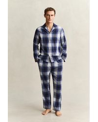 GANT - Checked Flannel Pajama Set Gift Box Marine - Lyst