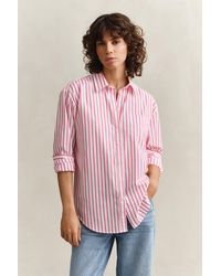 GANT - Relaxed Fit Striped Classic Poplin Shirt - Lyst