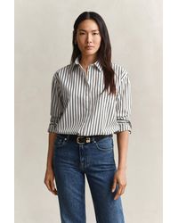 GANT - Relaxed Fit Striped Classic Poplin Shirt - Lyst