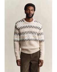 GANT - Alpaca Wool Blend Jacquard Sweater Light Melange - Lyst