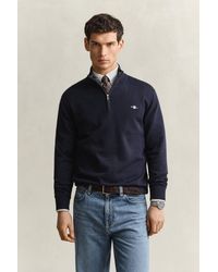 GANT - Classic Cotton Half-Zip Sweater Evening - Lyst