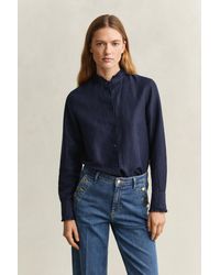 GANT - Frilly Linen Blend Blouse Evening - Lyst